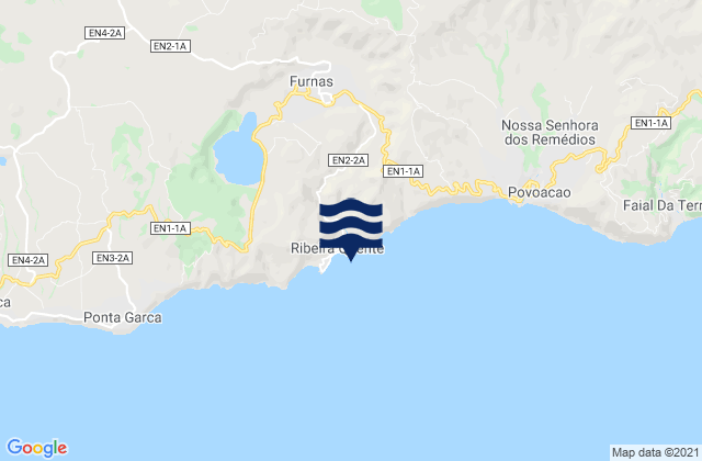 Mapa da tábua de marés em San Miguel - Ribeira Quente, Portugal