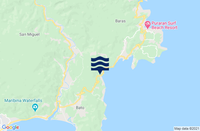 Mapa da tábua de marés em San Miguel, Philippines