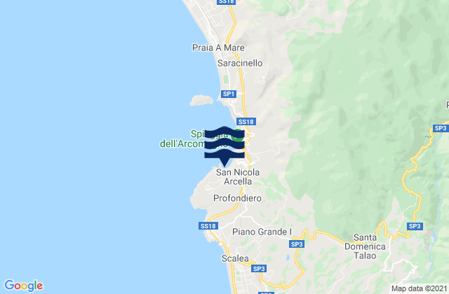Mapa da tábua de marés em San Nicola Arcella, Italy