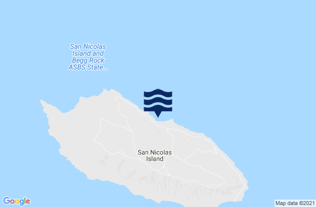 Mapa da tábua de marés em San Nicolas Island, United States