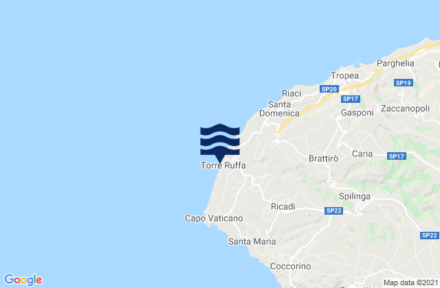 Mapa da tábua de marés em San Nicolò, Italy