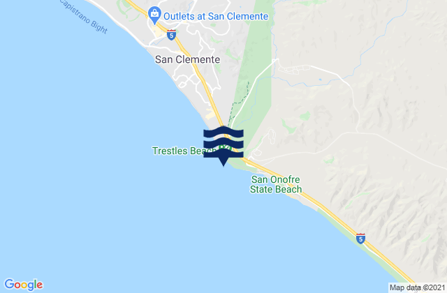 Mapa da tábua de marés em San Onofre State Beach, United States