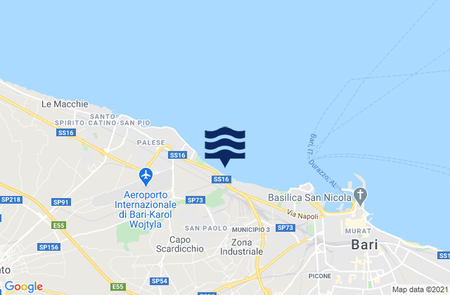 Mapa da tábua de marés em San Paolo, Italy
