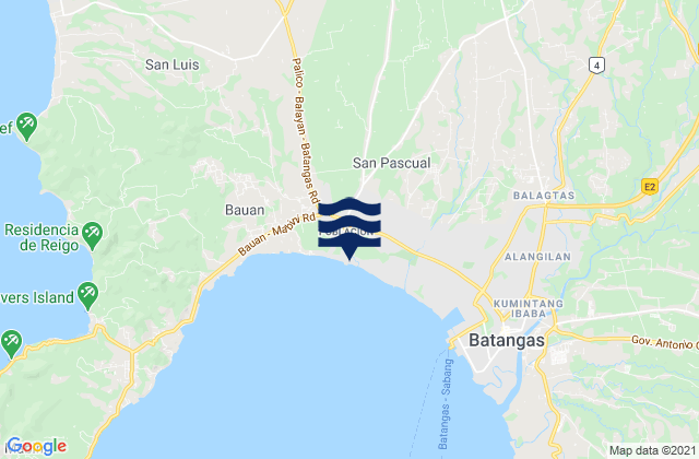 Mapa da tábua de marés em San Pascual, Philippines