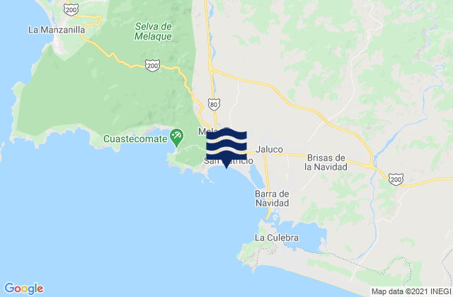 Mapa da tábua de marés em San Patricio, Mexico