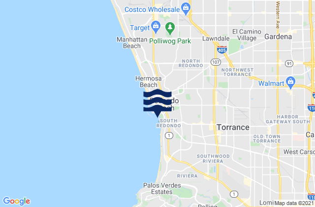 Mapa da tábua de marés em San Pedro, United States