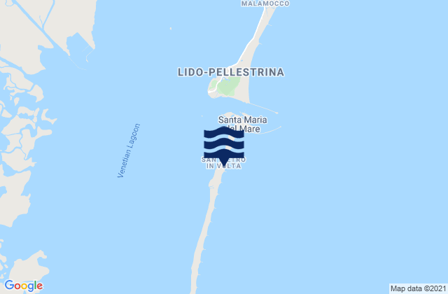 Mapa da tábua de marés em San Pietro in Volta, Italy
