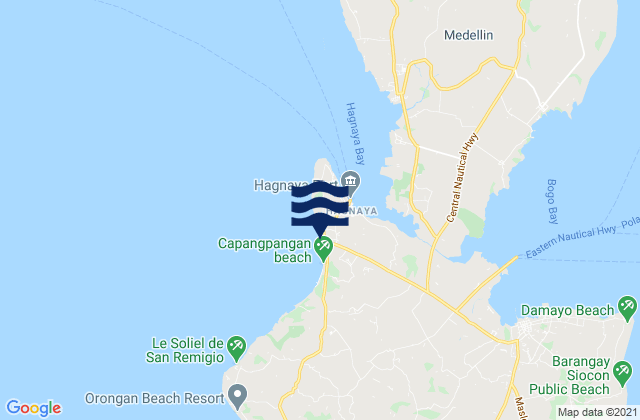 Mapa da tábua de marés em San Remigio, Philippines