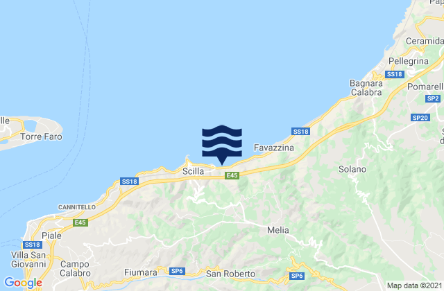 Mapa da tábua de marés em San Roberto, Italy