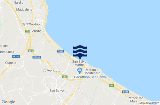 Mapa da tábua de marés em San Salvo Marina, Italy