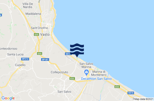 Mapa da tábua de marés em San Salvo, Italy