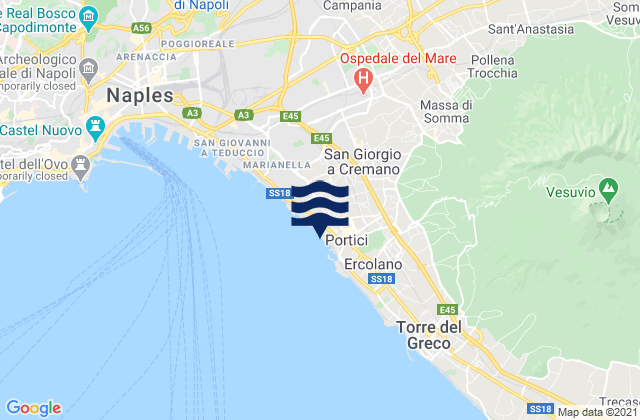 Mapa da tábua de marés em San Sebastiano al Vesuvio, Italy