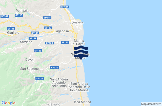 Mapa da tábua de marés em San Sostene, Italy