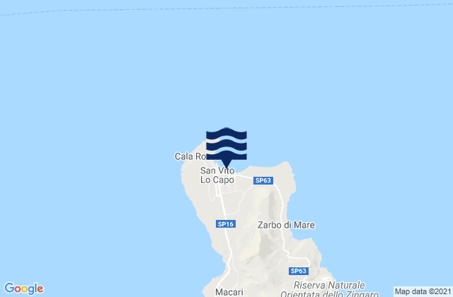 Mapa da tábua de marés em San Vito Lo Capo, Italy