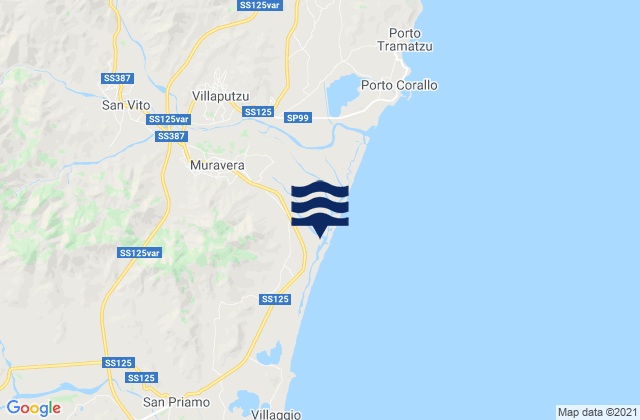 Mapa da tábua de marés em San Vito, Italy
