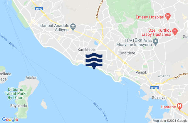 Mapa da tábua de marés em Sancaktepe, Turkey