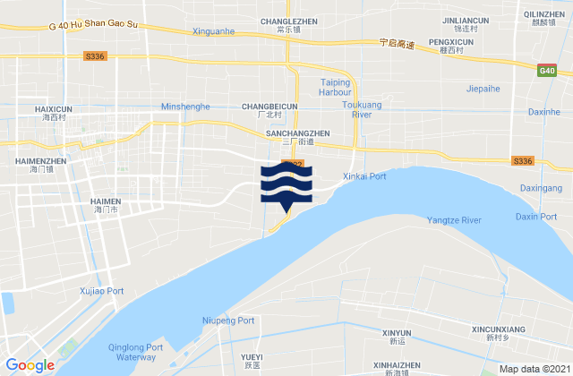 Mapa da tábua de marés em Sanchang, China