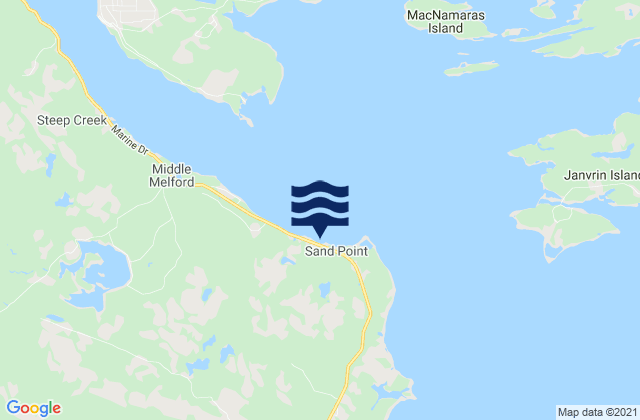 Mapa da tábua de marés em Sand Point, Canada