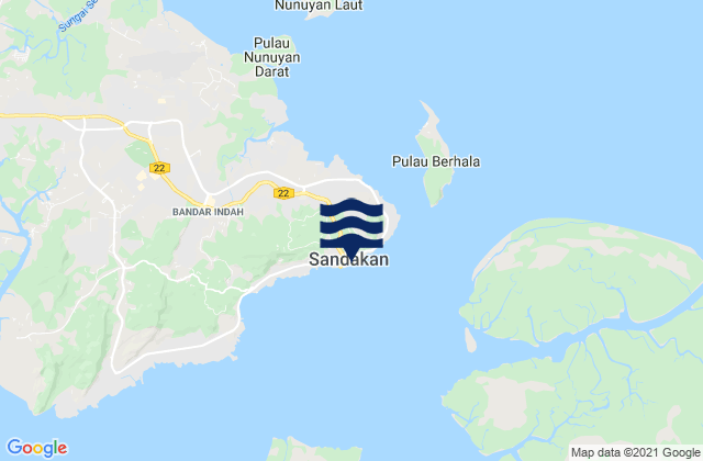 Mapa da tábua de marés em Sandakan, Malaysia