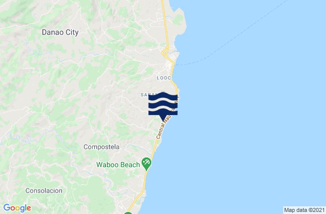 Mapa da tábua de marés em Sandayong Sur, Philippines
