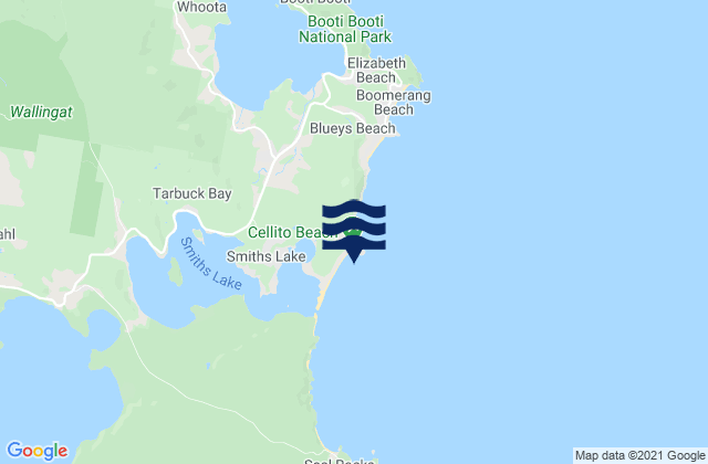 Mapa da tábua de marés em Sandbar, Australia