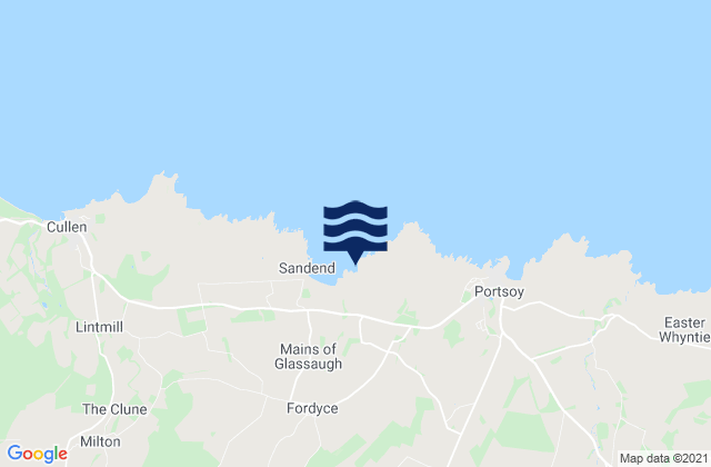 Mapa da tábua de marés em Sandend Bay, United Kingdom