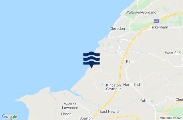 Mapa da tábua de marés em Sandford, United Kingdom