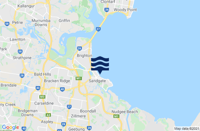 Mapa da tábua de marés em Sandgate, Australia