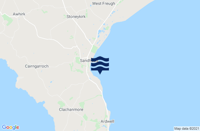 Mapa da tábua de marés em Sandhead Bay, United Kingdom