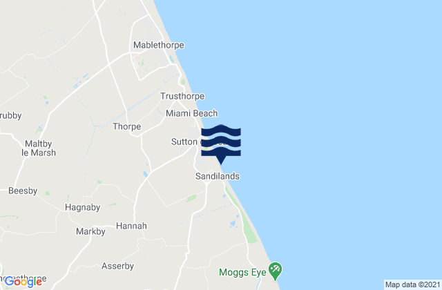 Mapa da tábua de marés em Sandilands, United Kingdom
