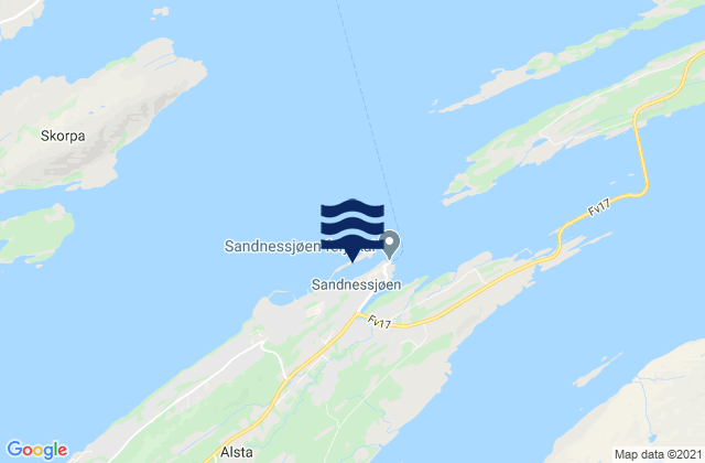 Mapa da tábua de marés em Sandnessjøen, Norway