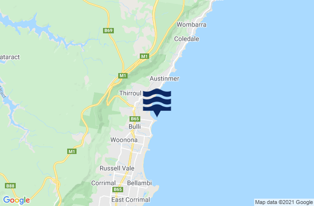 Mapa da tábua de marés em Sandon Point, Australia