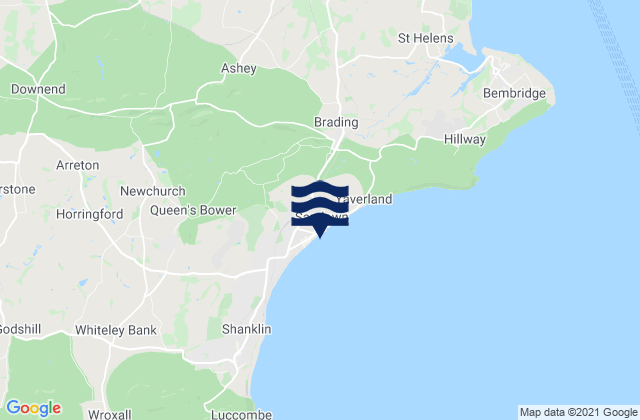 Mapa da tábua de marés em Sandown Beach, United Kingdom