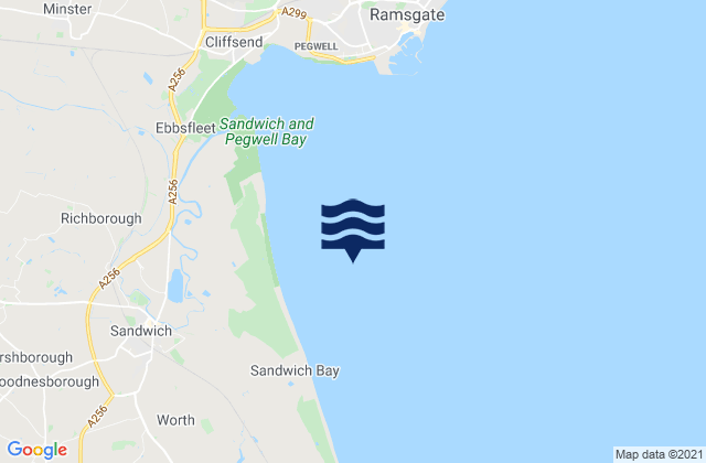 Mapa da tábua de marés em Sandwich Bay, United Kingdom