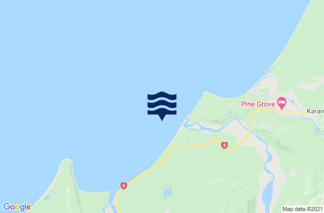 Mapa da tábua de marés em Sandy Beach, New Zealand