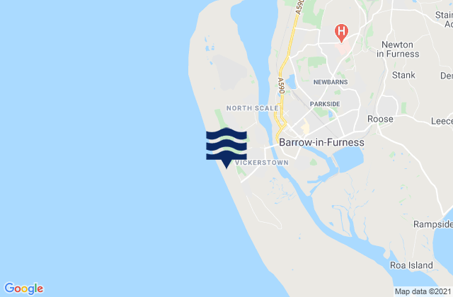 Mapa da tábua de marés em Sandy Gap Beach, United Kingdom