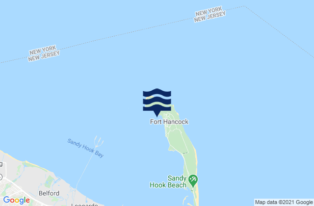Mapa da tábua de marés em Sandy Hook (fort Hancock), United States