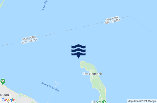Mapa da tábua de marés em Sandy Hook Chan. 0.4 mi. W of N. Tip, United States