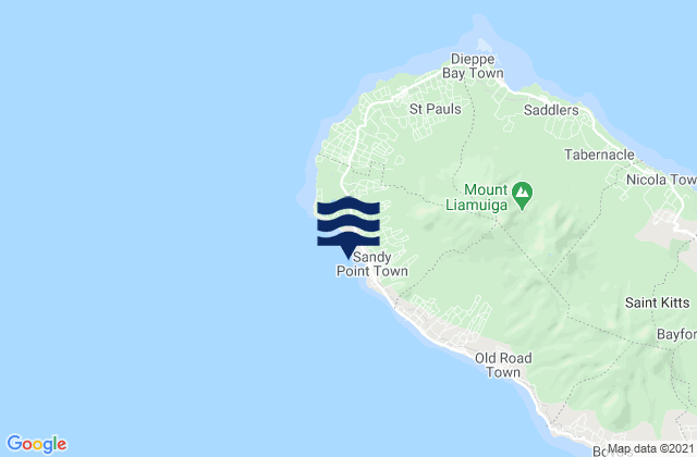 Mapa da tábua de marés em Sandy Point Town, Saint Kitts and Nevis