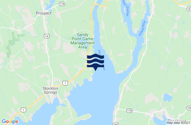 Mapa da tábua de marés em Sandy Point, United States