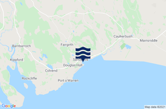 Mapa da tábua de marés em Sandyhills Beach, United Kingdom