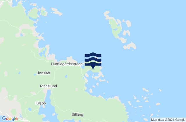 Mapa da tábua de marés em Sandön, Sweden