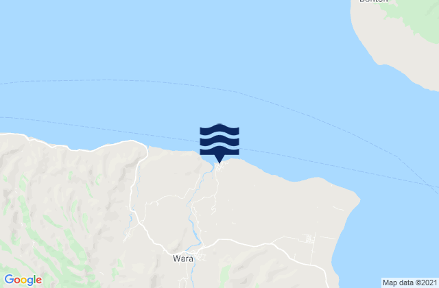 Mapa da tábua de marés em Sangiang, Indonesia