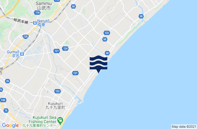 Mapa da tábua de marés em Sanmu-shi, Japan