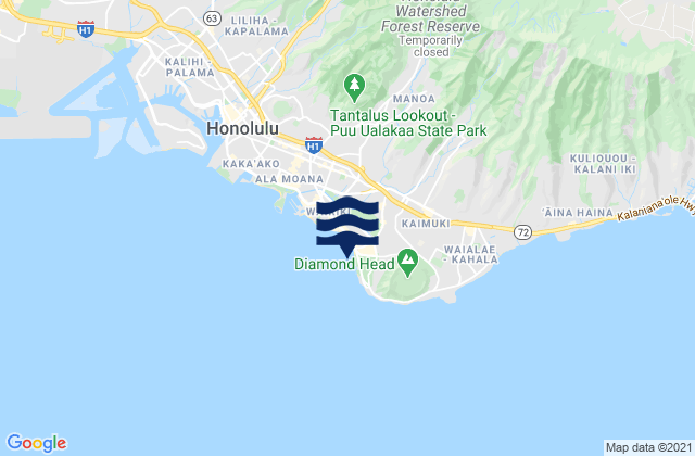 Mapa da tábua de marés em Sans Souci Beach, United States