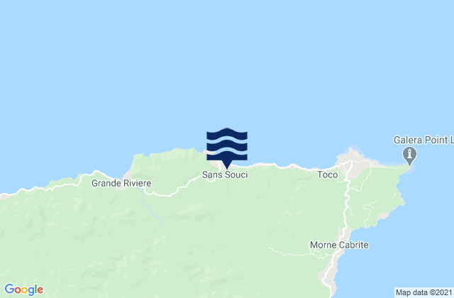 Mapa da tábua de marés em Sans Sousi, Trinidad and Tobago