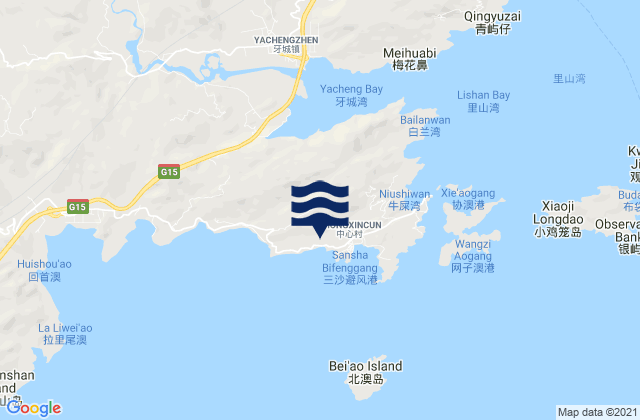 Mapa da tábua de marés em Sansha, China