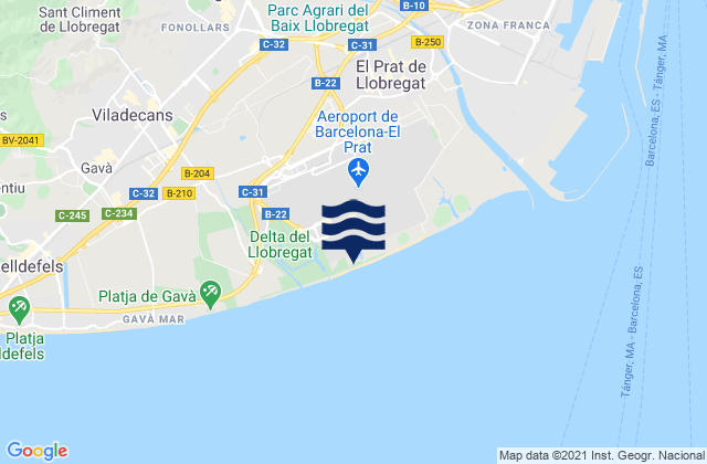 Mapa da tábua de marés em Sant Feliu de Llobregat, Spain