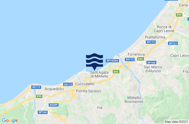 Mapa da tábua de marés em Sant'Agata di Militello, Italy