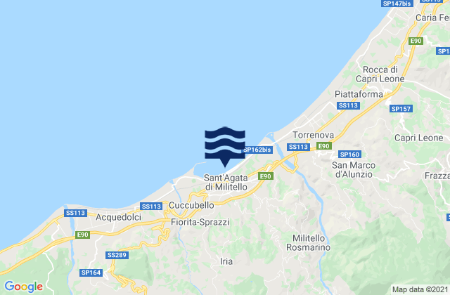 Mapa da tábua de marés em Sant'Agata di Militello, Italy